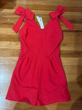 NWT Red Bow Strap Romper